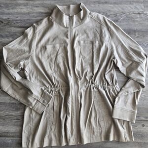 🤍 EZI Cool Linen Blend Zip Jacket — Khaki Beige (NWT, Size XL)